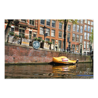 Amsterdam, Canal, Wooden Shoe Boat Photo Print