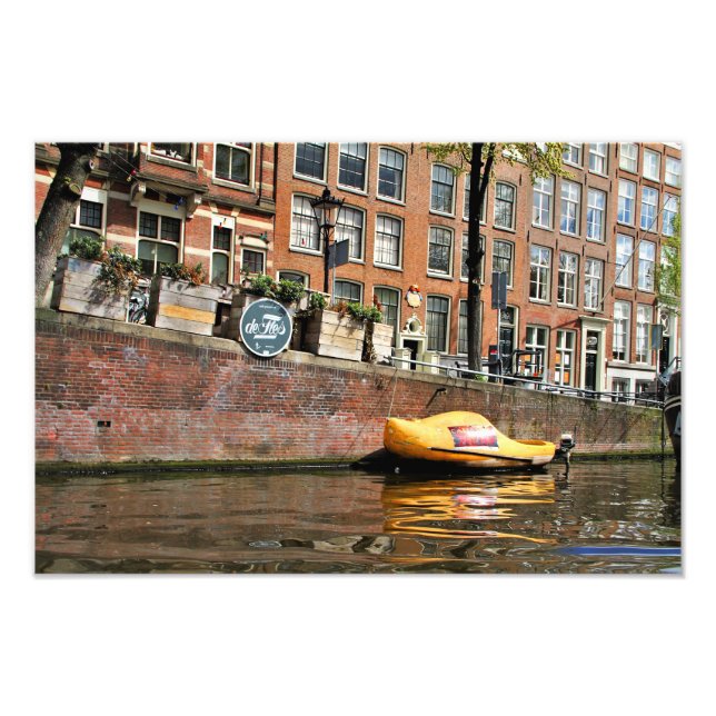 Amsterdam, Canal, Wooden Shoe Boat Photo Print (Front)