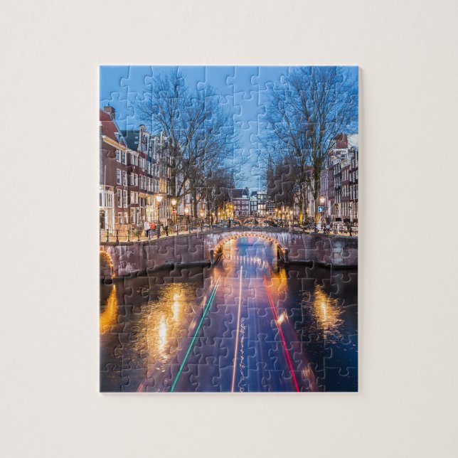 Amsterdam Canals at Night Jigsaw Puzzle (Vertical)