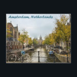 Amsterdam Canals in the Autumn Postacrd Postcard<br><div class="desc">I had a day to spend in Amsterdam,  Netherlands so I decided just to walk around watching the boats on the canal waters. It was a quite afternoon and pretty chilly on the autumn day.</div>