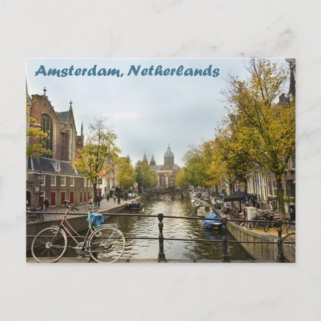 Amsterdam Canals in the Autumn Postacrd Postcard (Front)