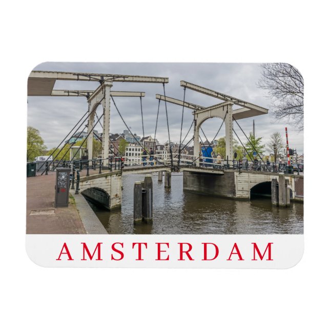 Amsterdam cantilever bridge view fridge magnet (Horizontal)