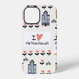 Amsterdam city architecture bicycles tulips seamle iPhone 12 case