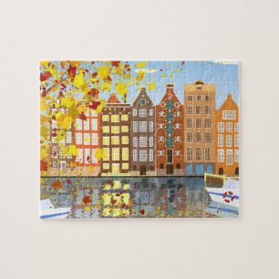 Amsterdam City Autumn Puzzle with Gift Box