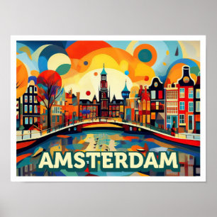 Amsterdam City Netherlands artistic colorful Poster