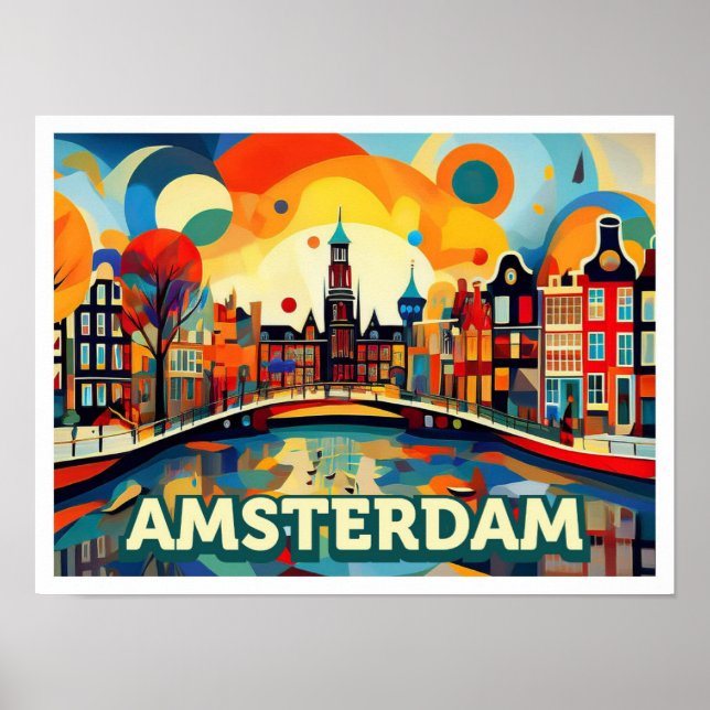 Amsterdam City Netherlands artistic colourful Poster (Front)