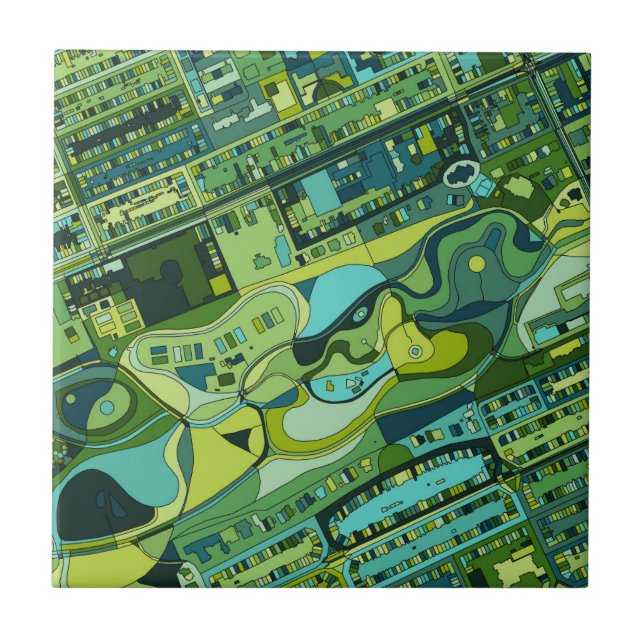 Amsterdam City Structure Map Ceramic Tile (Front)