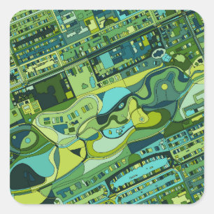 Amsterdam City Structure Map Square Sticker