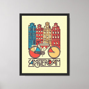 Amsterdam Cityscape Illustration Canvas Print