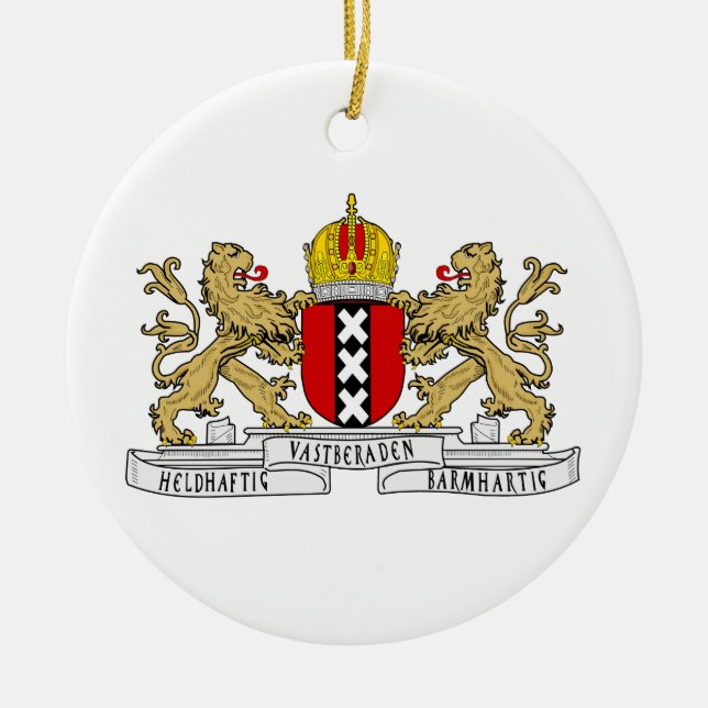 Amsterdam Coat of Arms Ceramic Tree Decoration (Front)