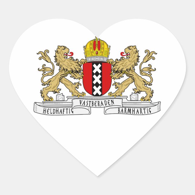 Amsterdam Coat of Arms Heart Sticker (Front)