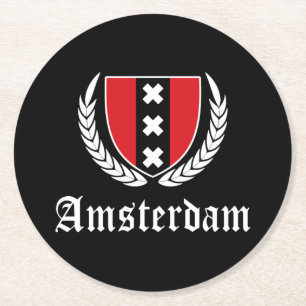 Amsterdam Crest Round Paper Coaster