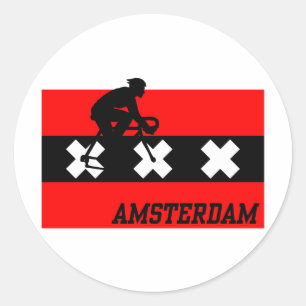 Amsterdam Cycling Male Classic Round Sticker