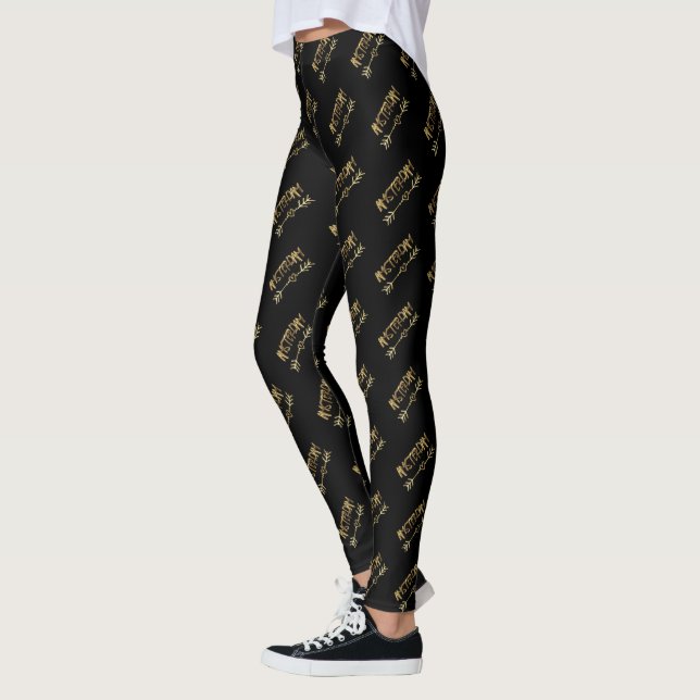 Amsterdam Dutch Black and Gold Look Typography Leggings (Left)