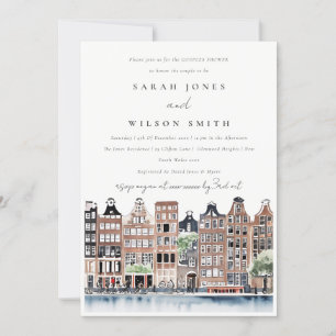Amsterdam Dutch Canal Landscape Couples Shower Invitation