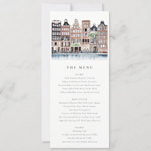 Amsterdam Dutch Canal Landscape Wedding Menu Card