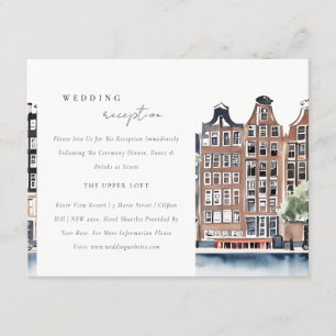 Amsterdam Dutch Canal Landscape Wedding Reception Enclosure Card
