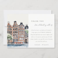 Amsterdam Dutch Canal Watercolor Landscape Wedding