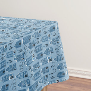 Amsterdam Dutch Houses Bikes Tulips Quirky Blue Tablecloth