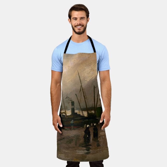Amsterdam Fishermen's Harbour Storm by Vincent Gog Apron (Worn)