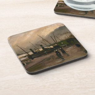 Amsterdam Fishermen's Harbour Storm by Vincent Gog Coaster