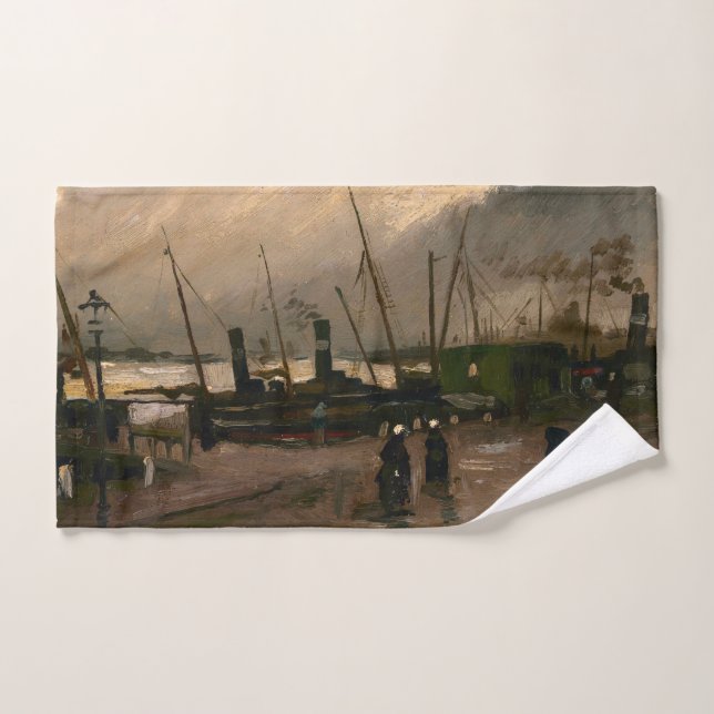Amsterdam Fishermen's Harbour Storm by Vincent Gog Hand Towel (Hand Towel)