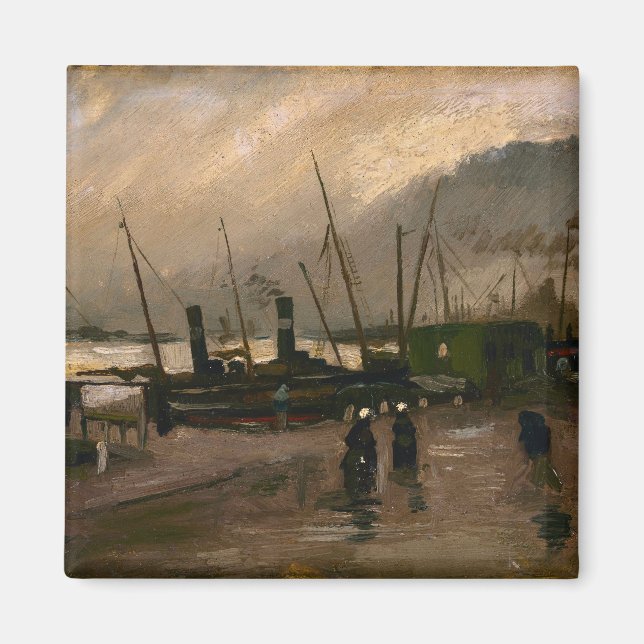 Amsterdam Fishermen's Harbour Storm by Vincent Gog Magnet (Front)