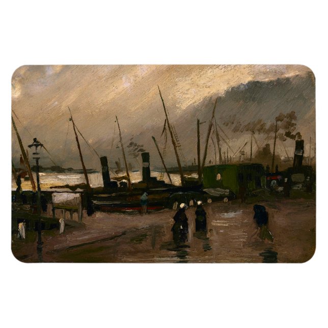 Amsterdam Fishermen's Harbour Storm by Vincent Gog Magnet (Horizontal)