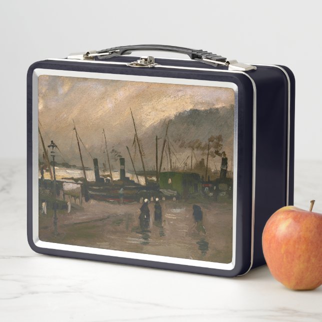 Amsterdam Fishermen's Harbour Storm by Vincent Gog Metal Lunch Box (In Situ)