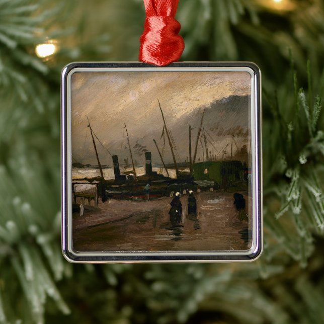 Amsterdam Fishermen's Harbour Storm by Vincent Gog Metal Ornament (Tree)