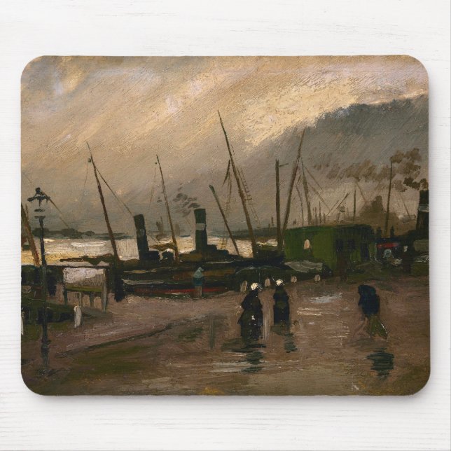 Amsterdam Fishermen's Harbour Storm by Vincent Gog Mouse Pad (Front)