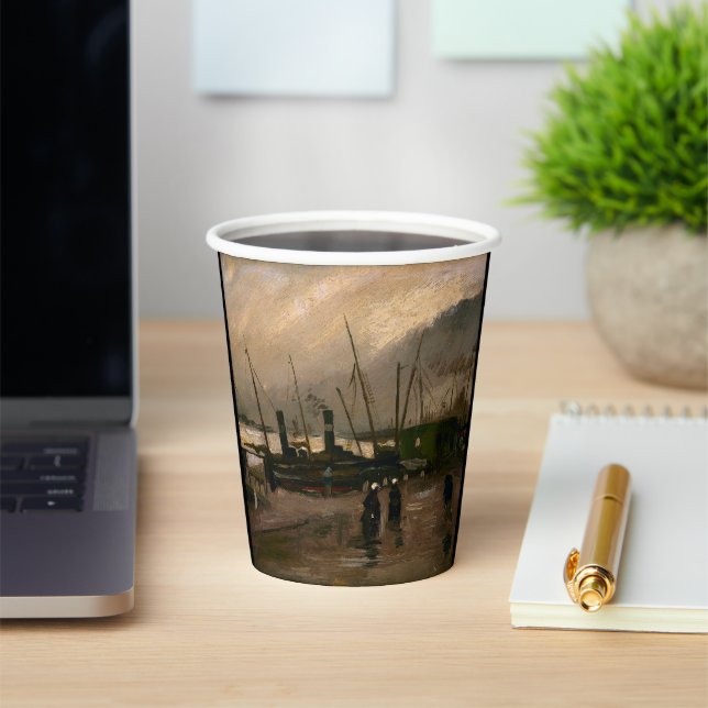 Amsterdam Fishermen's Harbour Storm by Vincent Gog Paper Cups (Insitu)
