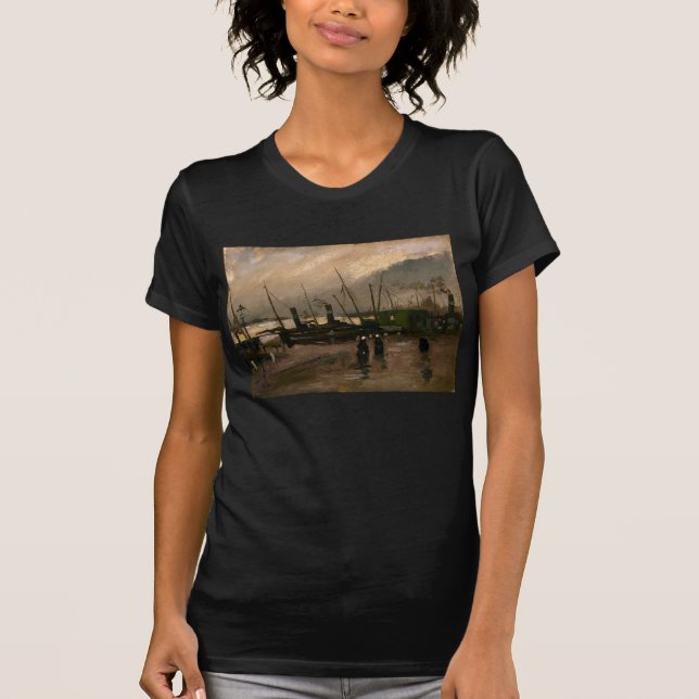 Amsterdam Fishermen's Harbour Storm by Vincent Gog T-Shirt (Front)