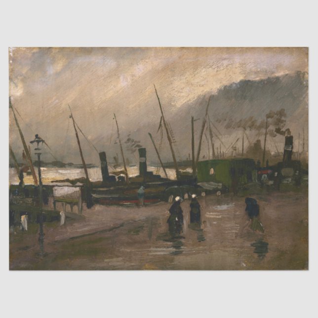 Amsterdam Fishermen's Harbour Storm by Vincent Gog Tissue Paper (Front)