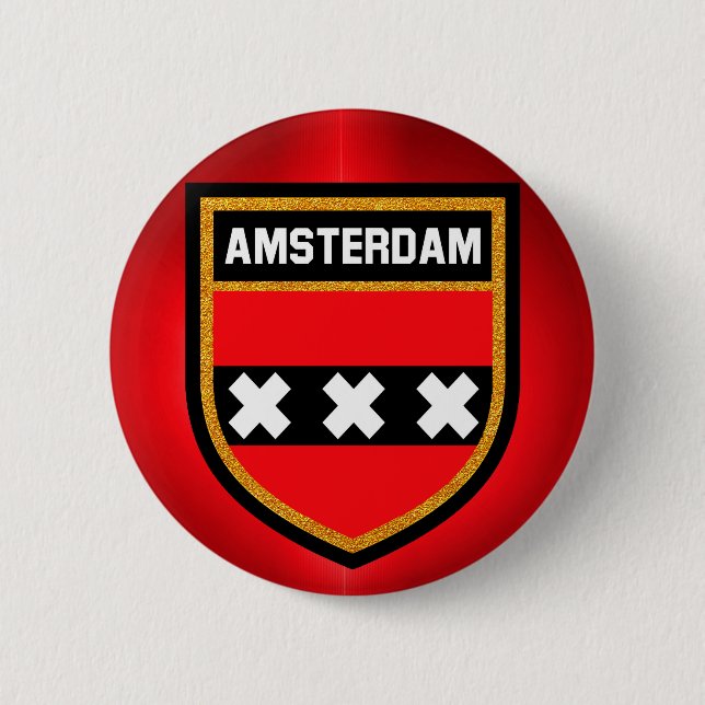 Amsterdam Flag 6 Cm Round Badge (Front)