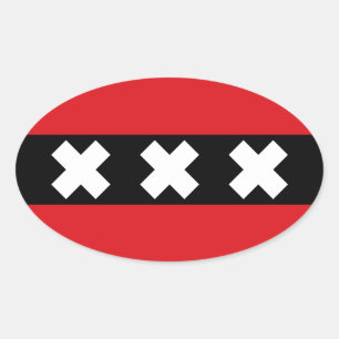 Amsterdam Flag Oval Sticker