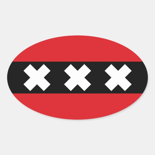 Amsterdam Flag Oval Sticker (Front)