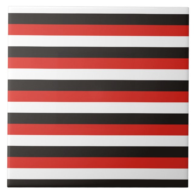 amsterdam flag stripes pattern red white black net ceramic tile (Front)