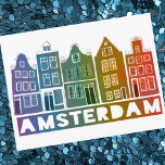 Amsterdam Holland Canal Houses Travel Colourful Postcard<br><div class="desc">Send a message with this sweet whimsical Amsterdam houses pattern art postcard.You can customise it and change or add text too. Add your own text on the back side. Check my shop for lots more colours and patterns! And more matching items too like totes, stickers, magnets, hats and tees. Let...</div>