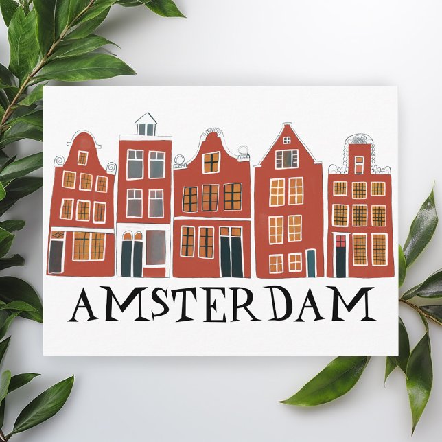 Amsterdam Holland Canal Houses Travel Colourful Postcard (Amsterdam Holland Canal Houses Travel Colorful Postcard
)