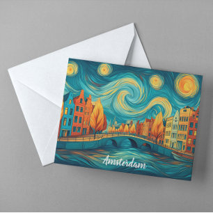 Amsterdam Holland Canal Oil Painting Postcard