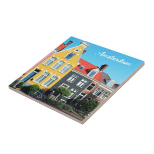 Amsterdam Holland Houses Travel souvenir Ceramic Tile