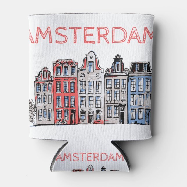Amsterdam Holland Leaning Houses Can Cooler (Front)