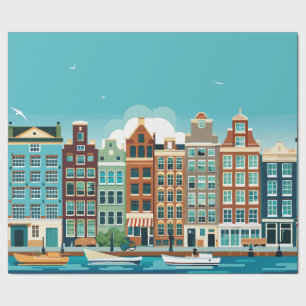 Amsterdam Holland -theme Dutch Architecture Wrapping Paper