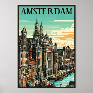 Amsterdam, Holland, Travel Poster