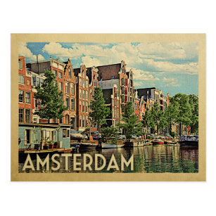 Amsterdam Holland Vintage Travel Postcard
