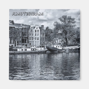 Amsterdam - Houseboats, Holland (Fridge Magnet) Magnet