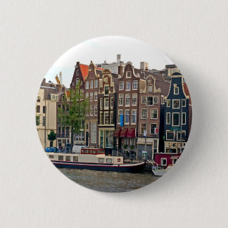 Amsterdam, houses on the canal 6 cm round badge