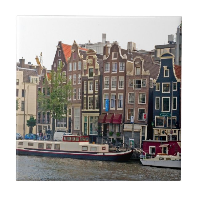 Amsterdam, houses on the canal ceramic tile (Front)