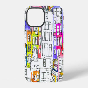 Amsterdam Houses: Watercolor Seamless Pattern iPhone 12 Case